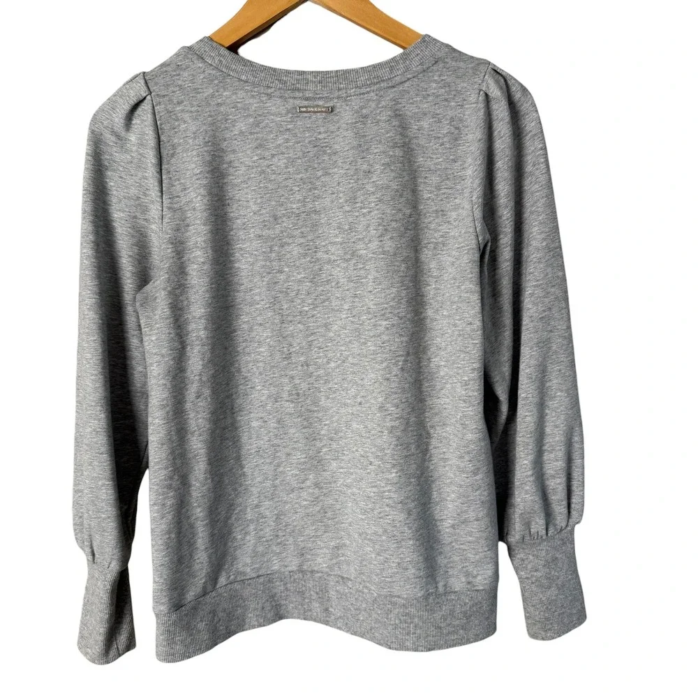 Michael Kors Gray Puff Sleeve Lightweight Sweatshirt Pullover Top‎ Size S